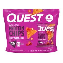 Quest Nutrition Spicy Sweet Chili Tortilla Chip, 19g Protein, 4g Net Carb, Low Carb, Gluten Free, 1.1 oz 4 count