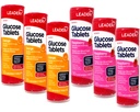 Leader Glucose Tablets, Fast Acting, On-The-Go, Raspberry and Orange Flavor, 6 x 10-Count Tubes