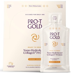 ProT Liquid Collagen Prot, 17g καθαρών πρωτεϊνών Nano-Hydrolyzed Grass Fed Collagen, 2g Αργινίνη για υποστήριξη τραύματος, Χωρίς γλουτένη, Χωρίς ζάχαρη, 0g υδατάνθρακες, πορτοκαλί Creme, 1 fl oz, 24 Pack