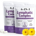 6-in-1 Lymphatic Complex Capsules - Lymphatic Drainage for Reduce Bloat, Balance Cortisol | Burdock | Dandelion | Kelp Cleavers - 2PCS（90 Servings ）