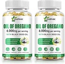 Black Seed Oil ile Oregano, 6000 mg Oregano Oil Capsules Organik Doğal Carvacrol & Thymoquinone, Immune Digestive Support, Non-GMO, Gluten Free, 120 Count Count