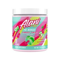 Alani Nu Pre Workout Powder Cherry Twist, Amino Energy Boost, συμπλήρωμα αντοχής, χωρίς ζάχαρη, 200mg καφεΐνη, L-Θεανίνη, Beta-Alanine, L-Citrulline, 30 υπηρεσίες