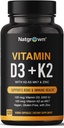 Natgrown Vitamin D3 5000 IU + K2 MK7 100mcg with Zinc - Plant Based Supplement for Bone and Immune Support with Superfood Blend, Gluten-Free - 120 Capsules