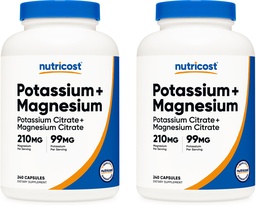 Nutricost Potassium (99 mg) Magnesium (210 mg) Citrates, 240 Capsules - Non-GMO, Gluten Free (Pack of 2)