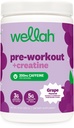 Wellah Pre-Workout + Creatine Powder (30 Servings) Grape - 200mg Caffeine, 3g Creatine Monohydrate, 5g Citrulline Malate, Pre-Workout with Creatine Supplement
