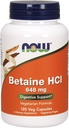 Τώρα Τρόφιμα Betaine HCl, 648 mg με 150 mg Pepsin, 120 κάψουλες, 2 συσκευασίες