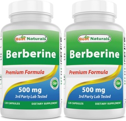 Best Naturals Βερβερίνη 500mg 120 κάψουλες - Υποστηρίζει την Ανοσολογική λειτουργία, Καρδιαγγειακή & Γαστρεντερική λειτουργία (120 κόμης (πακέτο του 2)
