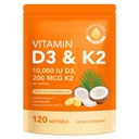 Vitamin D3 K2 10,000 IU 120 Softgels, D3 10,000 IU & K2 MK-7 200 mcg Supports Immune, Heart, Teeth & Bone Health, Non-GMO, Free of Soy, Gluten