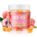 Vitamin D3 K2 Gummies Sugar Free - 90 Count | 5,000 IU Vitamin D3 + 100 mcg K2 (MK-7) | Vegan D3 K2 Supplement for Bone & Immune Health Support, Peach Flavor