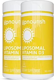 UpNourish 2 Pack - Λιποσωμική βιταμίνη D 5000 IU 730 softgels, Χοληκαλσιφερόλη Βιταμίνη D3 με φυσικό έλαιο καρύδας, συμπλήρωμα VIT D3