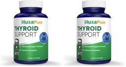 NusaPure Thyroid Support Supplement (Non-GMO) 120 caps, Ashwaganda, Iodine, Zinc, kelp, Vitamin B12, L-Tyrosine, Selenium, Copper (Pack of 2)