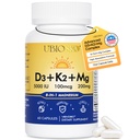 Vitamin D3 K2 Magnesium, Supplement 5000 IU Vitamin D3 & MK-7 K2 with 8-in-1 Magnesium Complex, Magnesium Glycinate, Malate & Taurate for Bone, Sleep, Stress Relief & Mood, 60 Capsules
