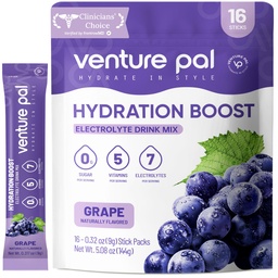 Venture Pal Sugar Free Electrolyte Powder Packets - Liquid Daily IV Drink Mix for Rapid Hydration & Party Recovery 