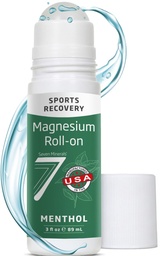 Seven Minerals Magnesium Roll On Stick with Menthol for Pain Relief - Cooling Magnesium Oil for Sports Recovery, Sore Muscles, Backache - Fast Acting - All Natural Alternative, 3 Fl Oz