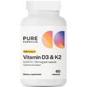 PureFormulas Vitamin D3 K2 Supplement, 5000 Iu Vitamin D3 and 90 mcg Vitamin K2, Supports Bone Strength, Calcium Balance, Heart Health, Gluten-Free & Non-GMO, 60 Capsules for Optimal Wellness