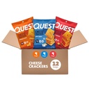 Quest Cheesy Protein Crackers Variety Pack, Zesty Ranch, Cheddar Blast, Spicy Cheddar, High Protein, Low Carb, 12 Count (4 each flavor)