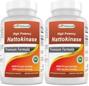 Best Naturals High Potency Nattokinase 4000 FU Per Serving/ 200 mg per Serving, 240 Vegetarain Capsules. Non-GMO, Gluten Free. (Pack of 2)