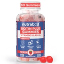 Biotin Hair Gummies For Women, Men | No Added Sugar | For Healthy Hair Growth, Skin Glow & Strong Nails | Strawberry Flavor Veg Gummy Bear Supplement - 60 Count (Pack of 1)