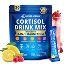 Cortisol Drink Mix, Super Cortisol Reducer Supplement Calming Drink for Women Men, With 8-in-1 Magnesium, Ashwagandha, Saffron, GABA & L-Theanine - For Calm Relax Focus Mood- Raspberry Lemonade, 30ct