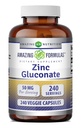 Amazing Formulas Zinc Gluconate | 50 Mg per Serving | 240 Vegetarian Capsules | Mineral Supplement | Non-GMO | Gluten-Free | Made in USA