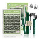 KEYYOU Angel A02 Lash Clusters Kit with Bond,Seal, Remover, and Tweezers | Angel natural lash clusters. 8-18mix D curl. DIY at home. For daily wear & events.