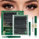 KEYYOU Lash Clusters Kit 182pcs Thick Volume Lash clusters 200D D Curl Wispy Easy to Apply with Lash Bond and Seal Lash Applicator Lash Remover Lash Extension Kit at Home(RMkit-200D-D-10-18mix)