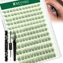 KEYYOU Lash Clusters Kit Natural 8-16MIX C Curl – Wispy Fluffy Lash Extension Kit 144pcs with Bond & Seal, Applicators Eyelash Clusters for DIY at Home for Natural Salon Look(Jungle)
