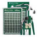 KEYYOU Lash Clusters Kit Manga Lashes Individual Wispy Lash Clusters with 10ml Remover Bond&Seal 10-18mm Eyelash Extension with Spikes D Curl Fairy Style Manga Cosplay DIY at home(F02 Kit)