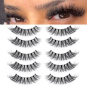 D Curl 12-20mm Long Fluffy Mink Lashes, Clear Band Faux Mink Dramatic Curl Lashes that Look Like Lash Extension,Big Wispy Thick Volume strips lashes-5 Pairs (Clear Band V2)