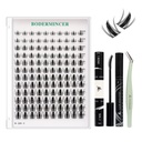 BODERMINCER Lash Clusters Kit 10-12-14-16mm Mixed Natural D Curl Fairy Lashes Pre-glue Lash Extension Kit Bond and Seal Kit For Self Use DIY at Home (Lash KIT Fairy 8-10-12-14-16mm MIX)