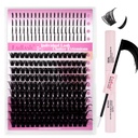 FADLASH Lash Bond and Seal Cluster Lashes Glue DIY Individual Lashes Strong Hold and Lash Clusters 100D Eyelash Clusters 10-18mm Spikes 14-20mm Thick Volum Manga Lashes.