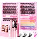 Lash Clusters Kit for Beginners: Complete DIY Eyelash Extension Set with 30D+40D+50D Mixed 9-16mm Lashes, Bond and Seal, Tweezers - Natural Look Reusable False Lashes - At Home