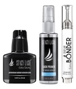 Extra Strong Eyelash Extension Glue 10ml & Extra Bonder 15ml & Primer/Cleanser 40ml - Stacy Lash/Black Adhesive 0.5-1 Sec Drying Time/Super Sealer/Protein Oil Remover/Professional Supplies