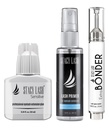 Sensitive Eyelash Extension Glue 10ml & Extra Bonder 15ml & Primer/Cleanser 40ml - Stacy Lash/Black Adhesive 5-6Sec Drying Time/Low Fume/Sealer/Protein Oil Remover/Professional Supplies