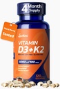 Vitamin D3 K2 5000IU, MK-7 100mcg - Third Party Tested, 120 Softgels, Non-GMO, Keto - Easy to Swallow for Bone & Heart Health - Gluten, Soy, Dairy & Egg Free, 4-Month Supply