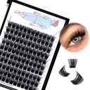 Large Tray-Grafted Wide Stem Individual False Eyelashes Thick Base 120 Clusters D Curl Natural Long Volume Eye Lashes Extensions Dramatic Look 8-20mm Available (14mm)