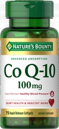 Nature's Bounty CoQ10, Βοηθά στη διατήρηση της υγιούς αρτηριακής πίεσης, 100 mg, Rapid Release Softgels, 75 Count