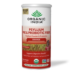 Organic India Psyllium Husk Powder - Pre & Probiotic Fiber Supplement, Organic Psyllium Husk Fiber Supplement, Dietary Fiber, USDA Organic, Vegan, Gluten Free - Orange, 10 Oz