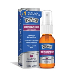 Sovereign Silver Sore Throat Spray - Colloyal Silver Throat Spray, ανοσοποιητικό συμπλήρωμα υποστήριξης για ενήλικες και παιδιά, καθημερινή χρήση Liquid Argentum Nitricum Solution - 1 fl oz (30mL)