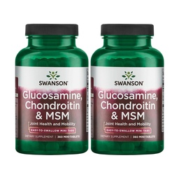 Swanson Glucosamine, Chondroitin & MSM - Cartilage & Joint Health Supplement* - Supports Mobility & Flexibility* - Easy-to-Swallow Mini Tablets - Gluten Free & Non-GMO - 360 Mini-Tablets (2 Pack)