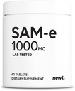 SAM-e 1000mg Per Tablet, 60 Servings of Pharmaceutical Grade, Non-GMO, Soy Free, Gluten Free, and Enteric Coated Tablets - SAM e Supplement for Brain, Joint, Liver, and Mood Support Supplement