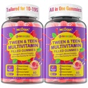 Multivitamin Filled Gummies for Teen Boys Girls 12-17, 18, 19, Kids 10+ Multivitamin with Omega 3, Calcium + Magnesium + Zinc, Multi-Minerals for Adolescent 10-19S Brain, Bone, Energy, Immune, 2Pack