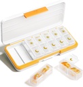 AM PM Pill Organizer 2 Times A Day, 7 Day Pill Box Weekly Pill Organizer Travel with Ayrı konteyner, Portatif Günlük Tıp Planlayıcı Vitamini Davası, Fish Oils, Supplements (Beige)