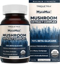 MycoMax Mushroom Complex - 70% Beta Glucans, Max Potency Mushroom Supplement, US Grown + Usulger Extraction - Lions Mane, Cordyceps, Reishi & More - Γνωριμία, Ανοσία, Ενέργεια - 60 κάψουλες