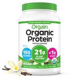 Orgain Organic Vegan Protein Powder, Vanilla Bean - 21g Πρωτεΐνες φυτών, 6g Προβιοτικές Ίνες, Όχι Συστατικά λακτόζης, Όχι Προστιθέμενη Ζάχαρη, Μη ΓΤΟ, Για Ανακινήσεις & Smoothies, 2.03 lb (Συσκευασία Μαΐου Vary)