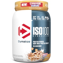 Dymatize ISO100 Whey Protein Powder Isolate, Cinnamon Cereal, 25g Protein, 5.5g BCAAs, λιγότερο από 120 Cal., Gluten Free, 1g Λίπος, 1g Ζάχαρη, 2g Carb (20 Servings)