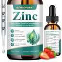 Liposomal Zinc Liquid Drops with Copper, Selenium, Magnesium, Vitamin D3, B6 & Biotin, 30mg Zinc Supplement for Immune, Hair, Skin, Nail, Energy & Nerve Support for Men & Women, Strawberry, 2 Fl Oz