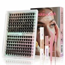 Lash Clusters Kit 192Pcs, Fairy D Curl Wispy Individual Eyelash Extensions with Bond and Seal Remover Tweezers, Natural Invisible Band DIY Fluffy Cluster Lashes Pack (Dramatic-D-10-16Mix)