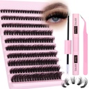 zanlufly Volume Lashes Extension Kit 20MM Mink Lashes Clusters Individual Lashes with Lash Bond and Seal and Applicator Thick Eyelashes Extension Kit
