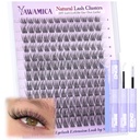 Yawamica Lash Clusters Kit Natural Lash Extension Kit 8-14mm Short Eyelash Clusters C Curly Wispy Individual Lashes with Waterproof Lash Bond and Seal and Lash Tweezers DIY Lash by Self